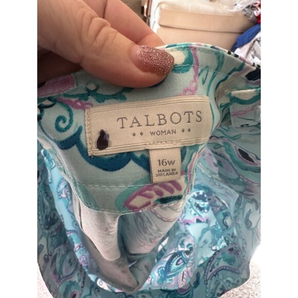 Talbots Womens Paisley Print Aqua Pencil Skirt Size 16W Officecore - Picture 6 of 6